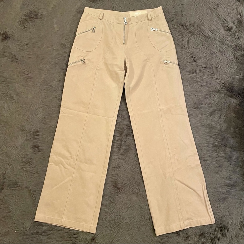 VTG VERSUS VERSACE Wide Leg Trouser Pants Zip Vents Y2K ITALY 44 US 8 90’s EUC